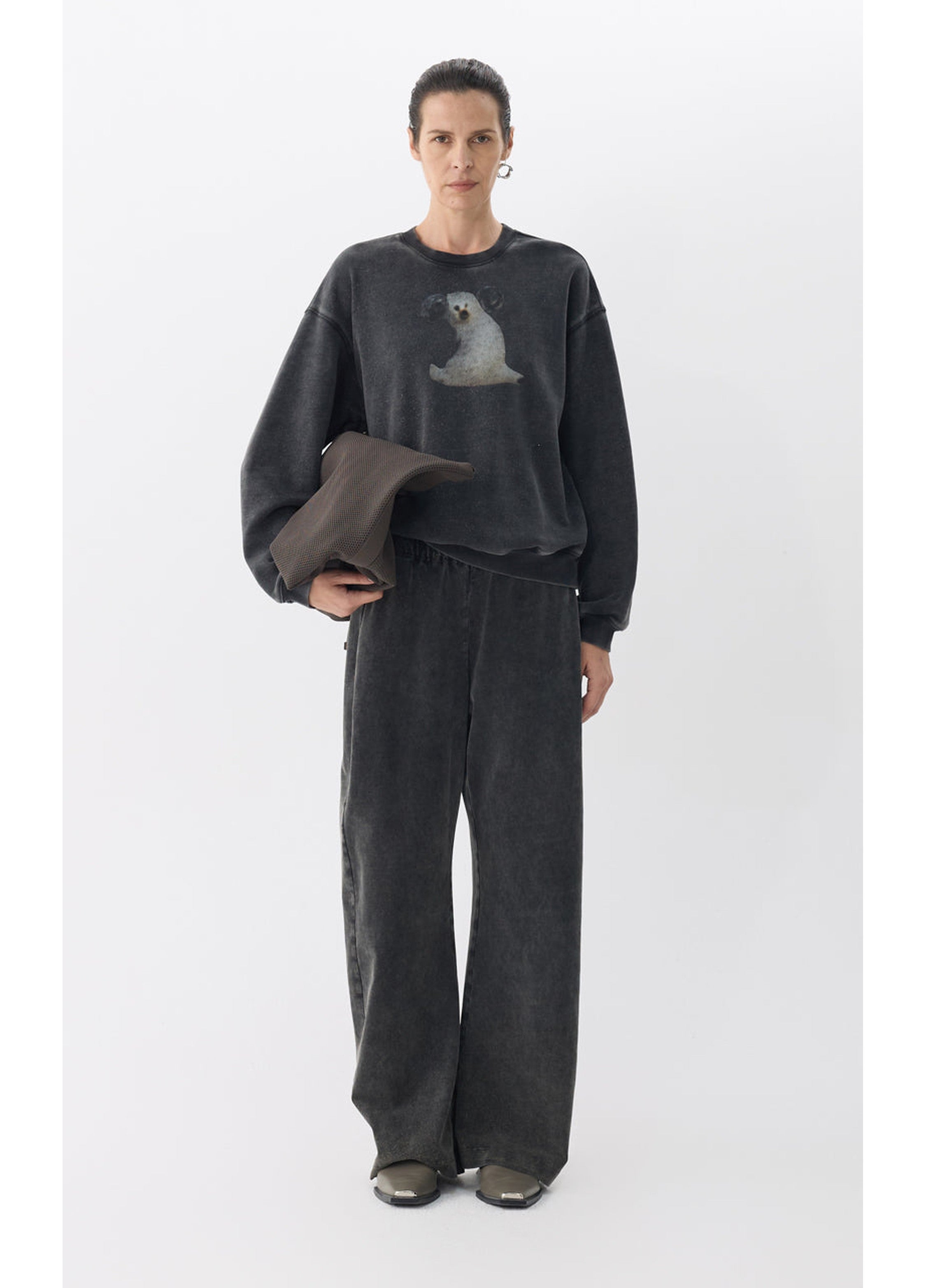 Damen-Hoodie mit Retro-Hundemuster