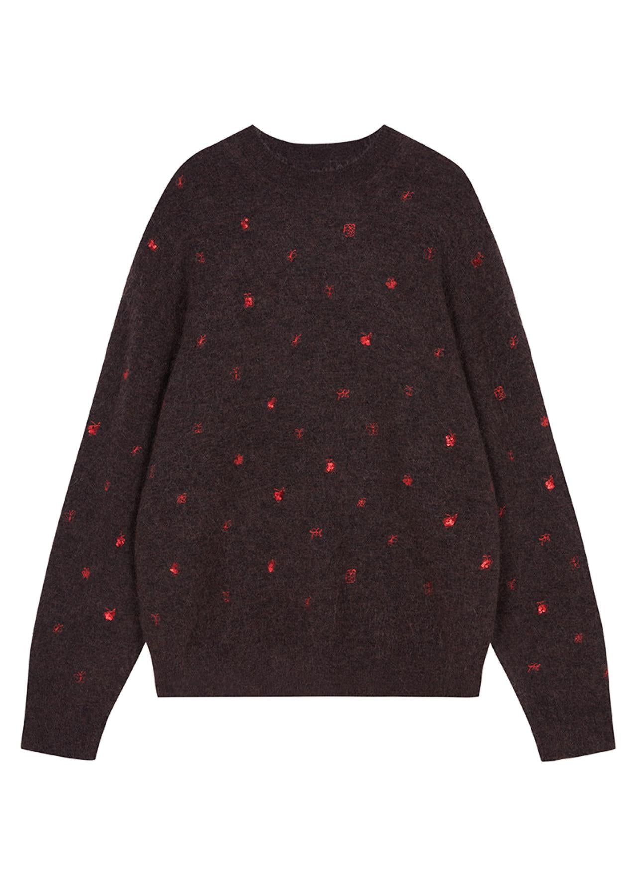 Langarmpullover mit Schmetterlingsstickerei