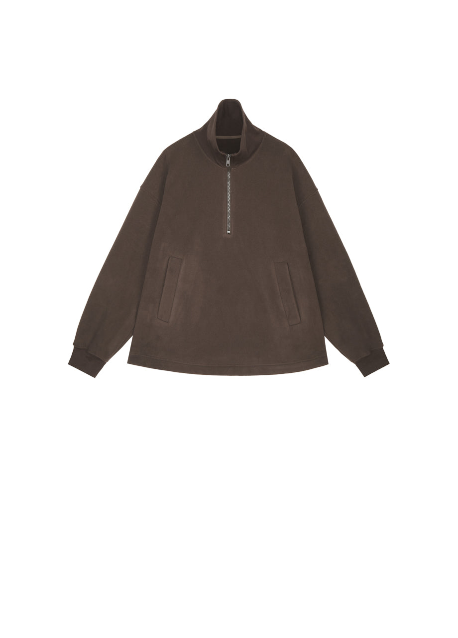 Oversize-Pullover mit Reißverschluss vorne und Kordelzug am Saum