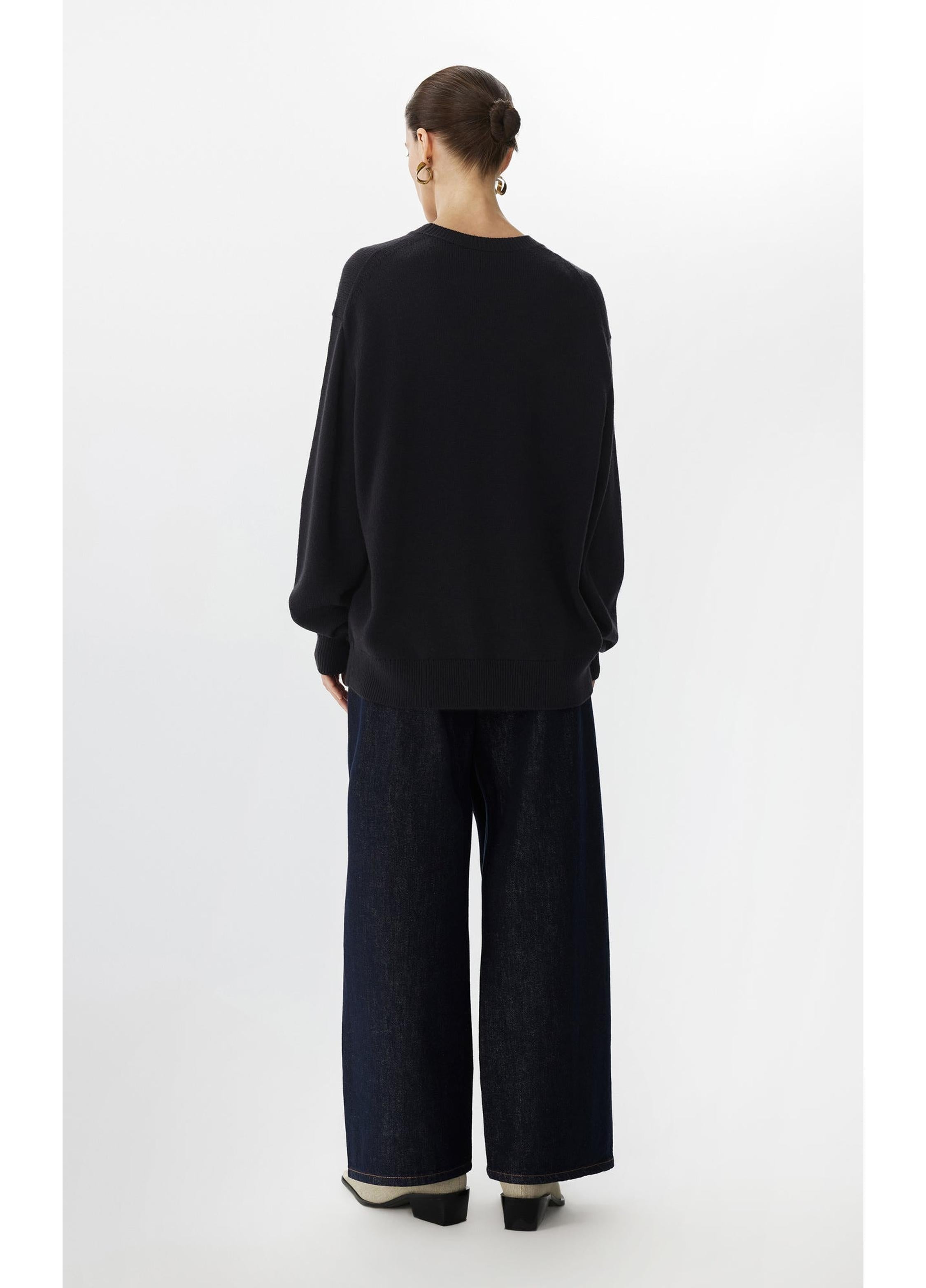 Langärmeliger Pullover mit Katzenprint in lockerer Passform