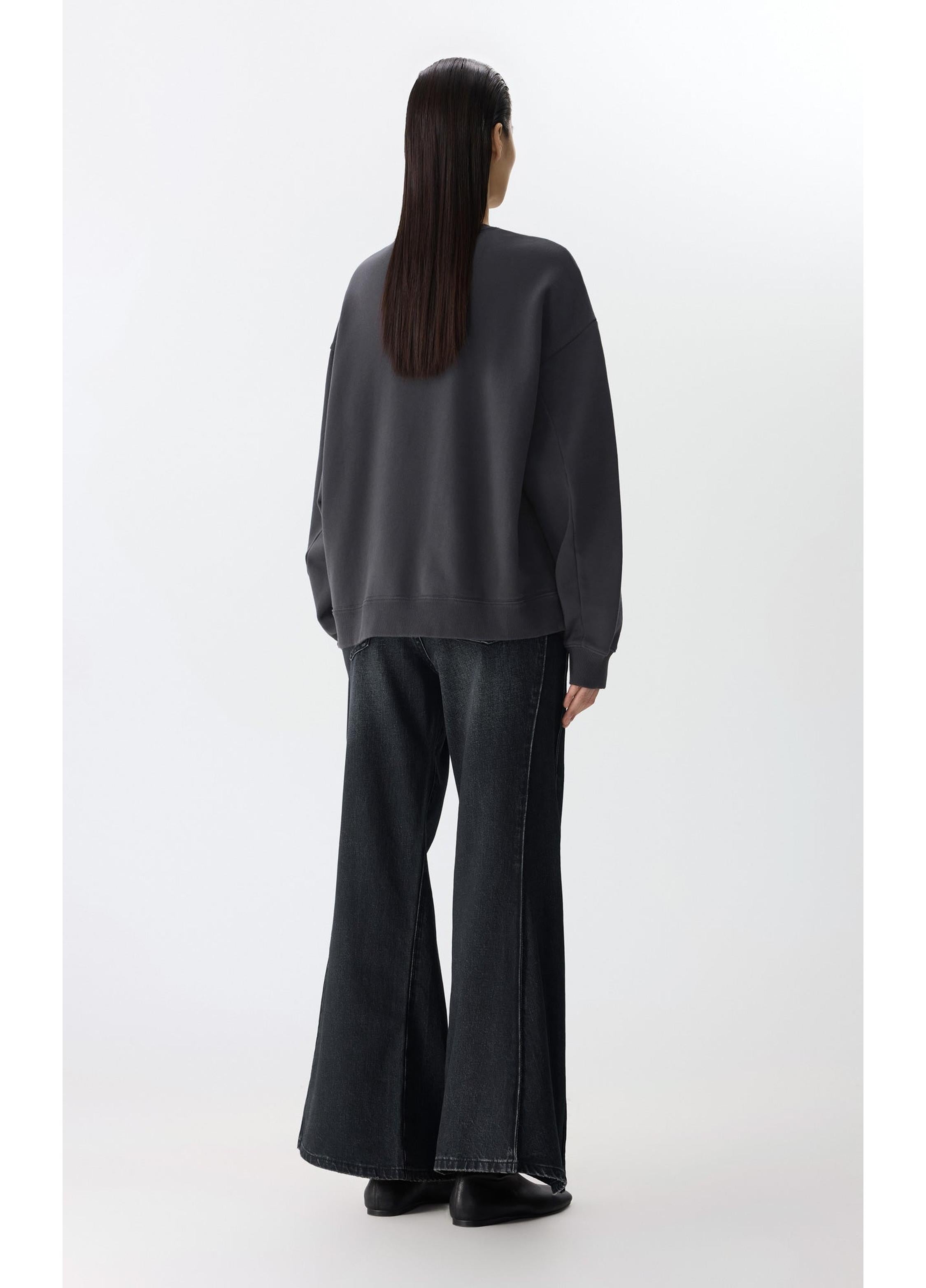 Oversize-Baumwoll-Sweatshirt mit verspieltem Katzenmotiv