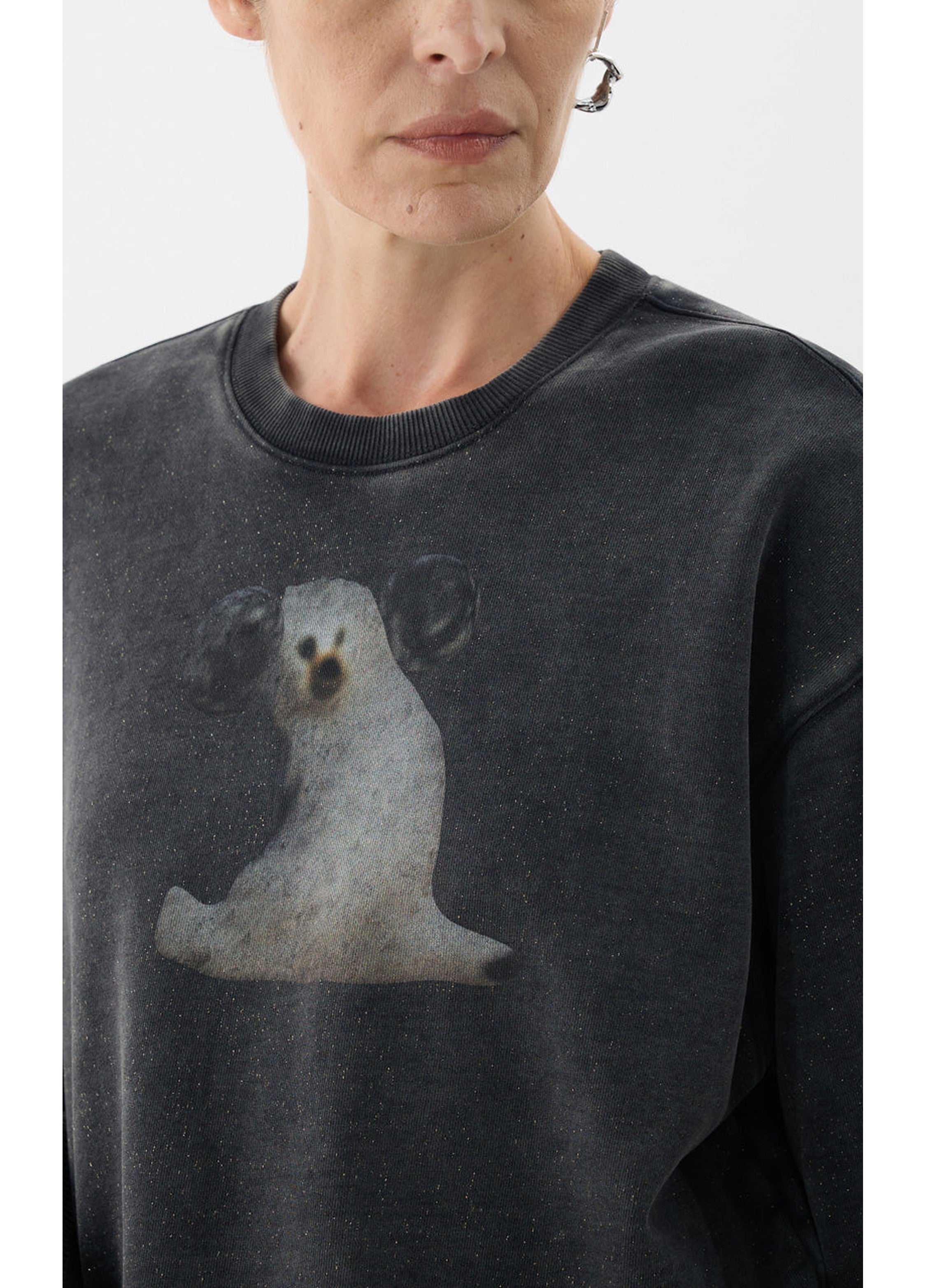 Damen-Hoodie mit Retro-Hundemuster